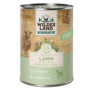 WILDES LAND Puppy Lamm mit Reis, Kürbis, Wildkräutern&Distelöl (6x400g)