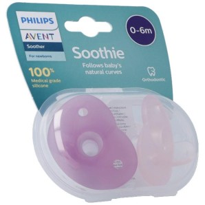 Philips Avent Curved Soothie, Pink, 0-6m inklusiv Stericase (2 Stk)