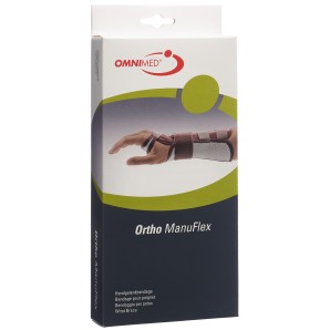 OMNIMED Ortho Manu Flex Handgelenk Bandage L, 22cm rechts grau/bordeaux (1 Stk)