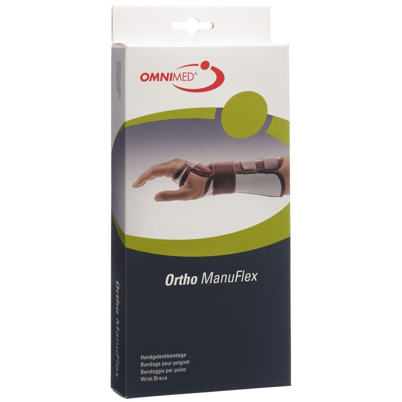 OMNIMED Ortho Manu Flex Handgelenk Bandage L, 22cm rechts grau/bordeaux (1 Stk)