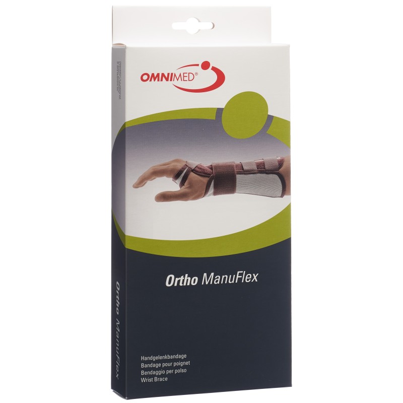 OMNIMED Ortho Manu Flex Handgelenk Bandage M, 16cm rechts grau/bordeaux (1 Stk)