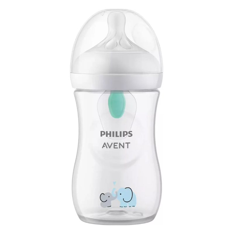 Philips Avent Natural Response Babyflasche mit Airfree Ventil 1M+ Elefanten (260ml)