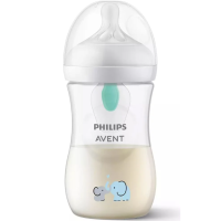 Philips Avent Natural Response Babyflasche mit Airfree Ventil 1M+ Elefanten (260ml)