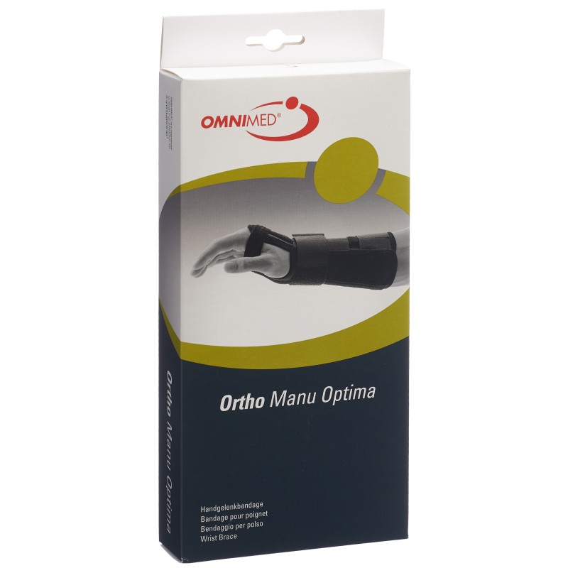 OMNIMED Ortho Manu Opti Handgelenk Bandage, Grösse M, 22cm links, schwarz (1 Stk)