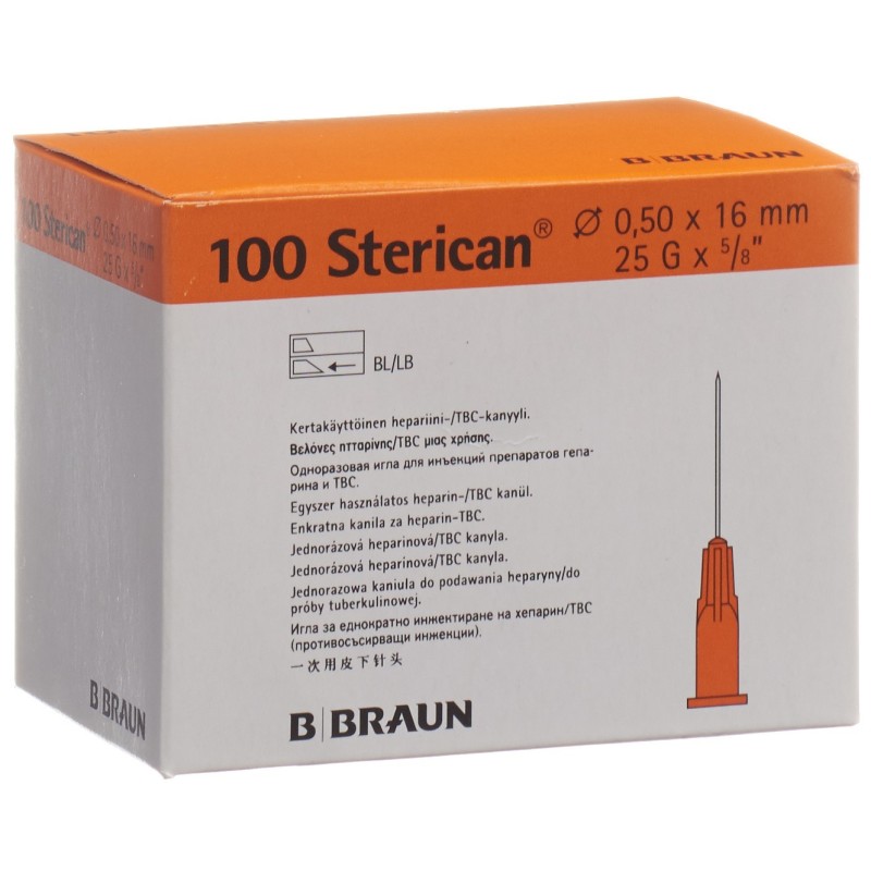 Sterican Nadel 25G 0.50x16mm orange Luer (100 Stk)