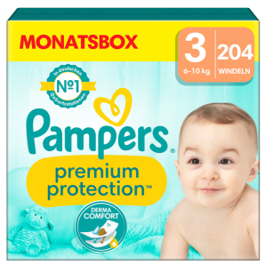 Pampers premium protection Grösse 3 6-10kg Monatsbox (204 Stk)