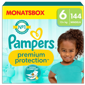 Pampers premium protection Grösse 6 13+kg Monatsbox (144 Stk)