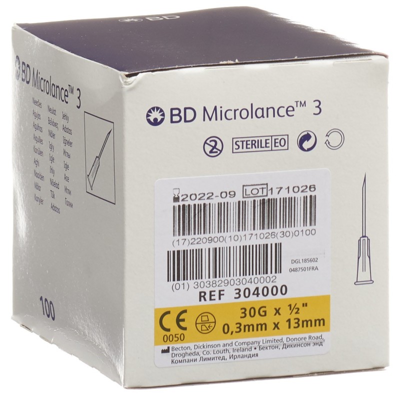 BD Microlance 3 Injektion Kanüle 0.30x13mm gelb (100 Stk)