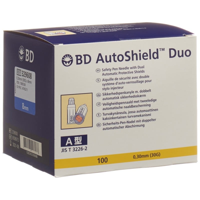 BD AutoSchield Duo Sicherheitspennadel 8mm (100 Stk)