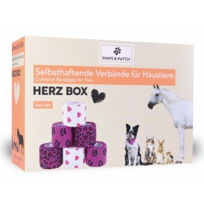 Paws and Patch Selbsthaftende Verbände HERZ BOX 5x5cm (6er-Set)