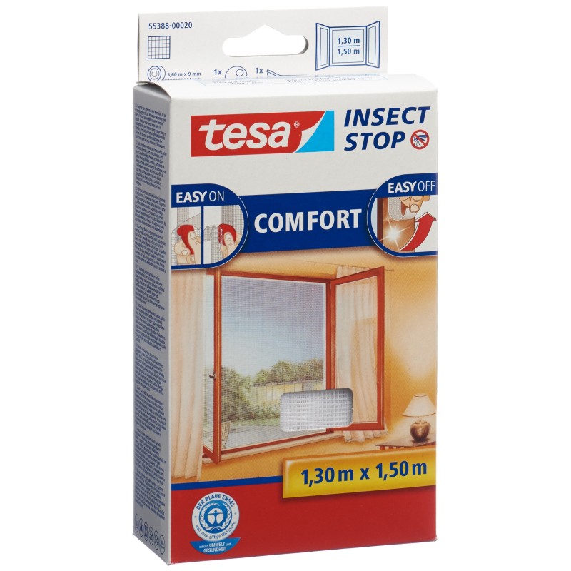 Tesa Comfort Fliegengitter Fenster 1.3x1.5m weiss (1 Stk)