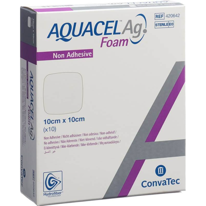 ConvaTec AQUACEL Ag Foam nicht adhäsiv 10x10cm (10 Stk)