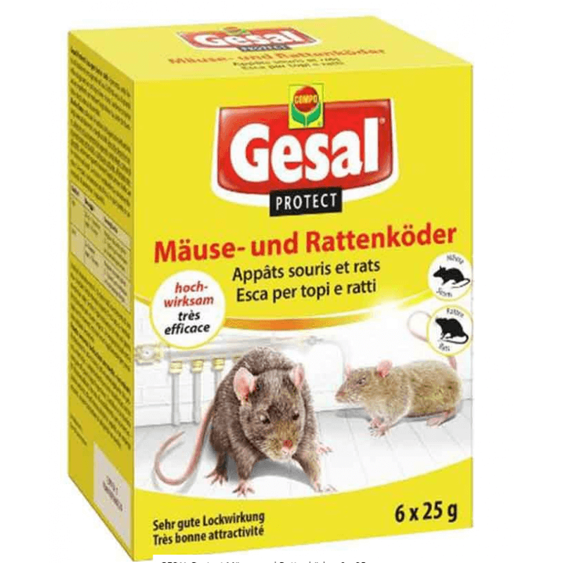 Appât pour souris et rats Gesal Protect, (6 x 25 g)