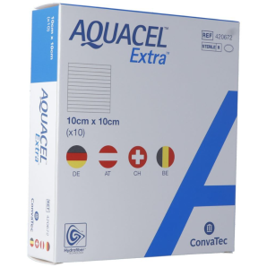 ConvaTec AQUACEL Extra Hydrofiber Verband 10x10cm (10 Stk)
