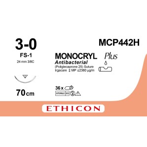 MONOCRYL PLUS 70cm ungefärbt 3-0 FS-2 (36 Stk)