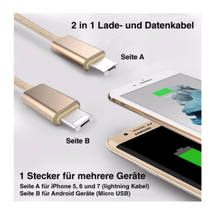 AAi Mobile iPhone & Android 2in1 Lade- und Datenkabel 1m gold (1 Stk)