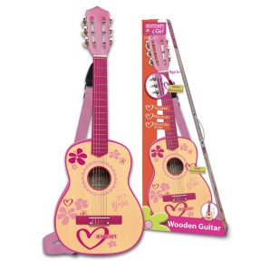 BONTEMPI Gitarre 6 Saiten aus Holz pink (1 Stk)