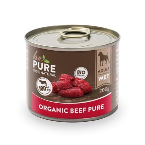 bePure Organic Beef pure mit Bio-Rind, Nassfutter für Hunde (200g)
