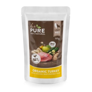 bePure Organic Turkey mit Bio Pute und Gemüse, Nassfutter für Hunde (150g)