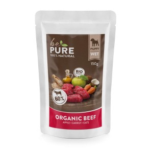 bePure Organic Beef mit Rind, Gemüse, Früchte und Hafer, Nassfutter für Hunde (150g)