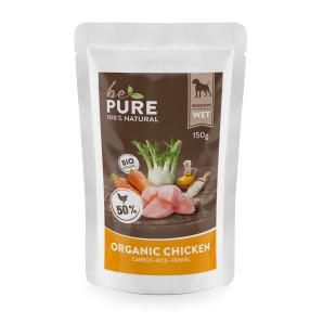 bePure Organic Chicken mit Bio Huhn, Gemüse und Reis, Nassfutter für Hunde (150g)
