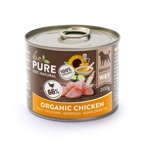 bePure Organic Chicken mit Bio-Huhn, Zucchini und Reis, für Hundesenioren (200g)