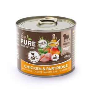 bePure Chicken ​& Partridge mit Huhn, Rebhuhn, Gemüse und Reis, Nassfutter für Hunde (200g)