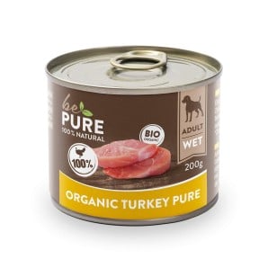 bePure Organic Turkey pure, mit Bio-Pute, Nassfutter für Hunde (200g)