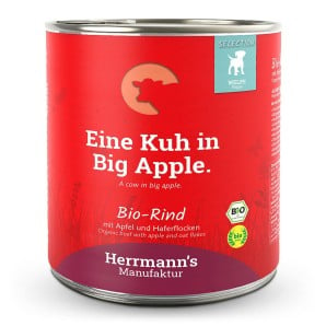 Herrmann’s Selection Puppy Bio-Rind mit Apfel und Haferflocken, Nassfutter für Hunde (800g)