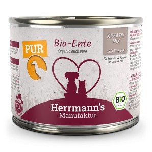 Herrmann’s Reinfleisch Bio​-​Ente, Nassfutter für Hunde (200g)