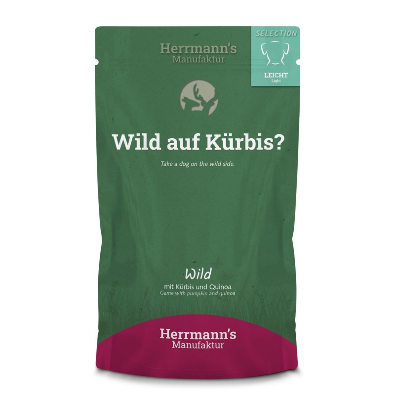 Herrmann’s Wild mit Kürbis und Quinoa, Nassfutter für Hunde (150g)