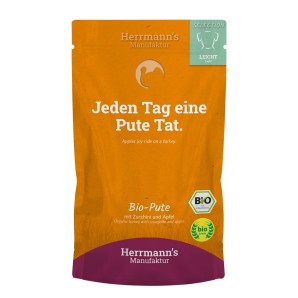 Herrmann’s Bio Pute mit Zucchini und Apfel, Nassfutter für Hunde (150g)