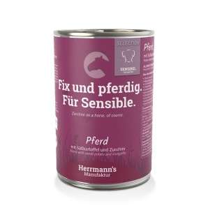Herrmann’s Pferd mit Süsskartoffel und Zucchini, Nassfutter für Hunde (400g)