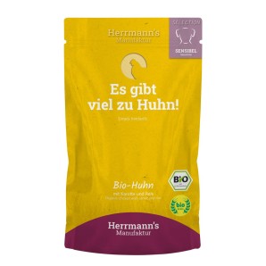 Herrmann’s Bio Huhn mit Karotte und Reis, Nassfutter für Hunde (150g)