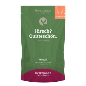 Herrmann’s Hirsch mit Kartoffel und Quitte, Nassfutter für Hunde (150g)