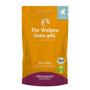 Herrmann’s Bio Gans mit Kürbis und Kartoffel, Nassfutter für Welpen (150g)