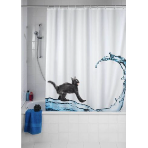 WENKO Duschvorhang Katze Polyester Anti-Schimmel (1 Stk)