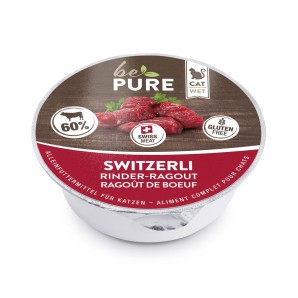 bePure Switzerli mit Rinder​-​Ragout für Katzen (85g)