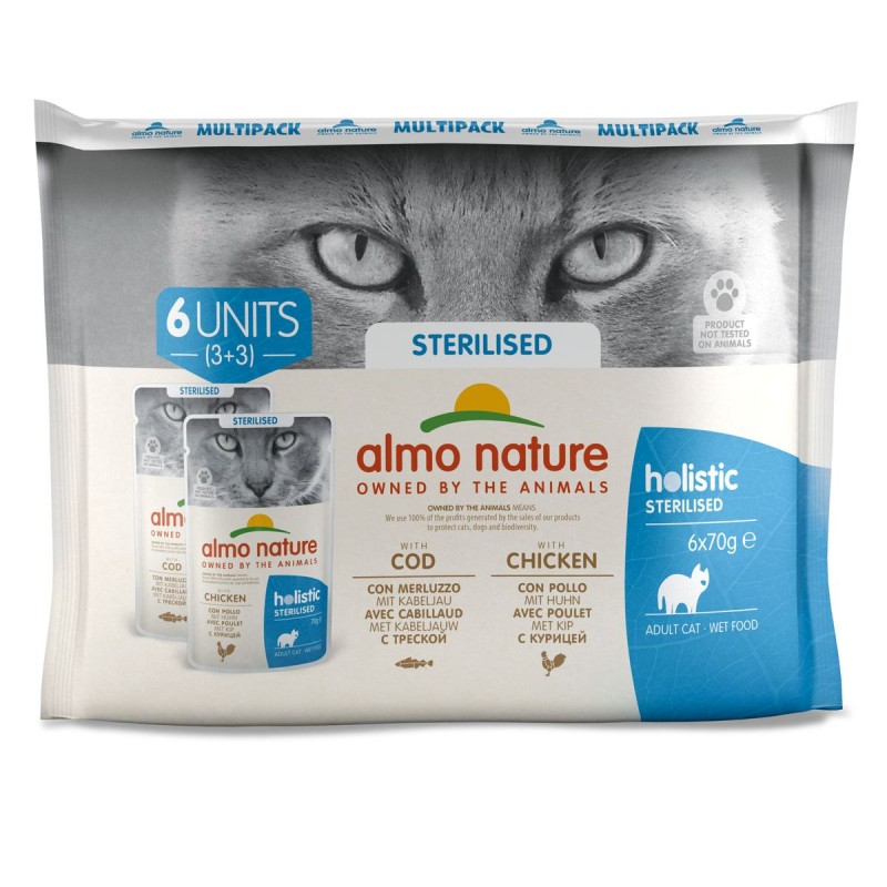 Almo Nature Sterilised Multipack, Nassfutter für Katzen (6x70g)