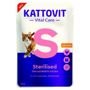 Kattovit Vital Care Sterilised mit Huhn, Nassfutter für Katzen (85g)