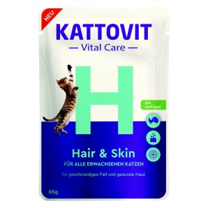 Kattovit Vital Care Hair ​& Skin mit Geflügel, Nassfutter für Katzen (85g)