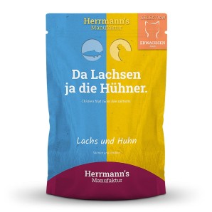 Herrmann’s Selection Adult Lachs und Huhn, Nassfutter für Katzen (100g)