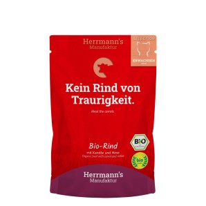 Herrmann’s Bio​-​Rind Karotten und Hirse, Nassfutter für Katzen (100g)