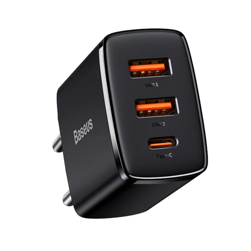 Baseus - (30W) Dual USB / USB C Quick Charge QC 3.0 Ladegerät mit Power Delivery 3.0 - Schwarz (1