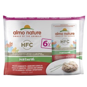 Almo Nature HFC Mega Pack Huhn und Garnelen natural, Nassfutter für Katzen (6x55g)