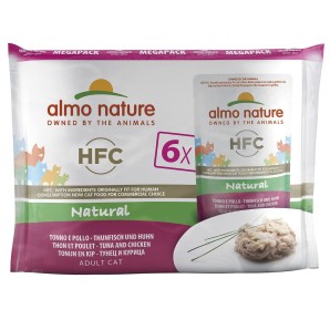 Almo Nature HFC Mega Pack Thunfisch und Huhn natural, Nassfutter für Katzen (6x55g)