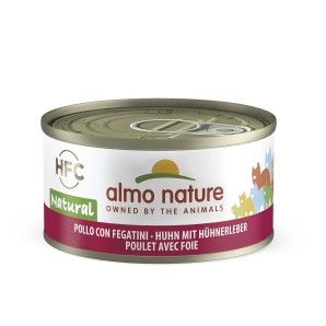 Almo Nature HFC Huhn mit Hühnerleber natural, Nassfutter für Katzen (70g)