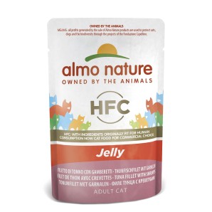 Almo Nature HFC Jelly Thunfischfilet mit Garnelen, Nassfutter für Katzen (55g)