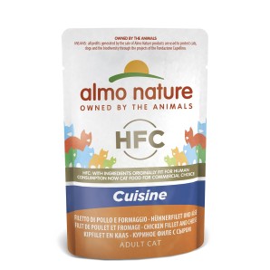 Almo Nature HFC Cuisine Jelly Hühnerfilet mit Käse, Nassfutter für Katzen (55g)