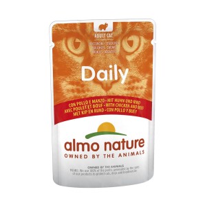 Almo Nature Daily mit Huhn und Rind, Nassfutter für Katzen (70g)